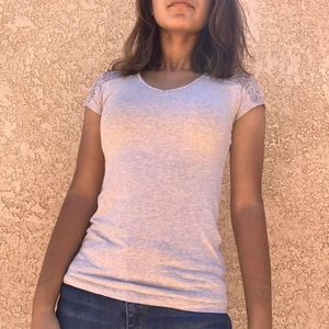 Ambiance Nude Lace shirt